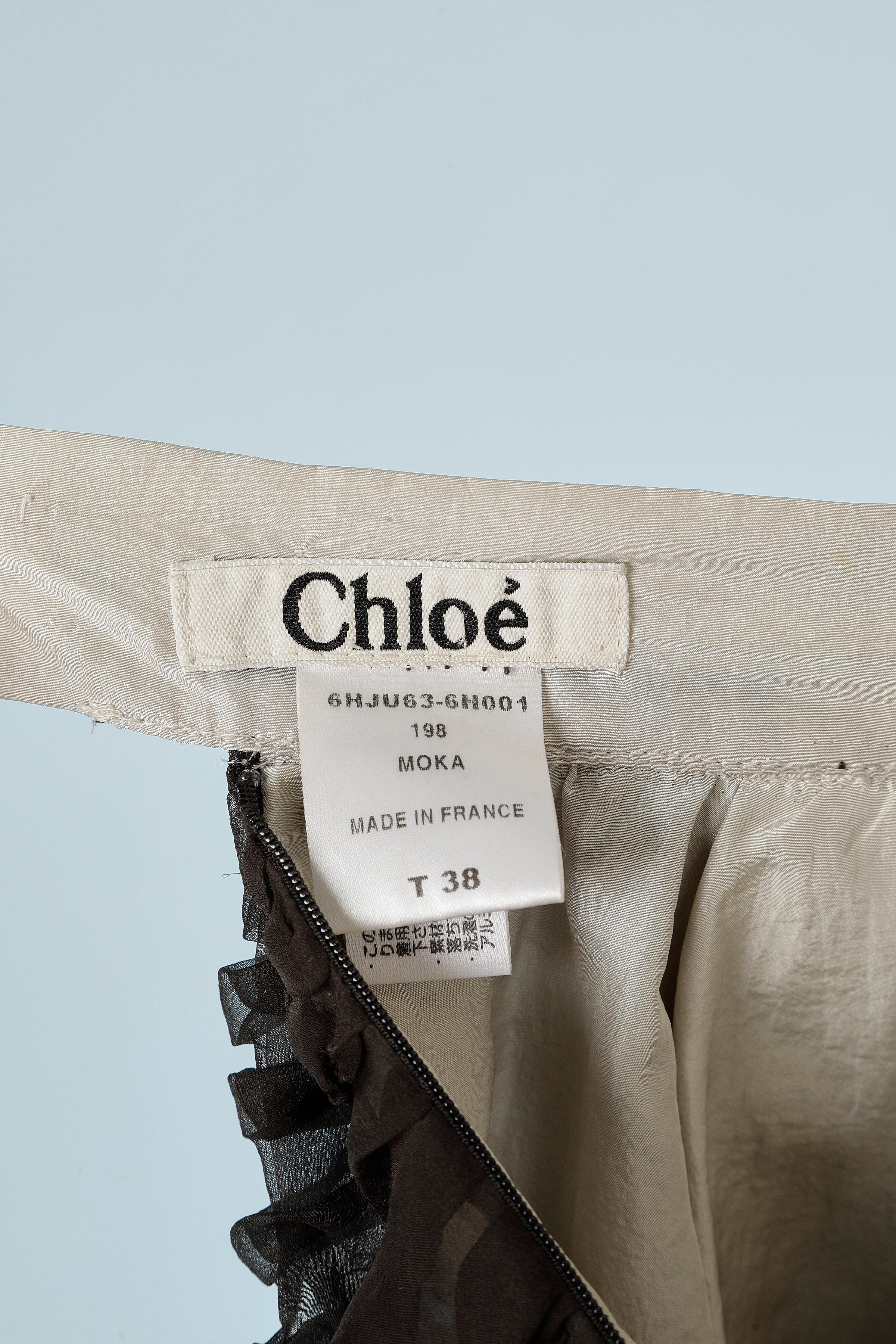Brown silk chiffon ruffled skirt with side pockets Chloé  For Sale 2
