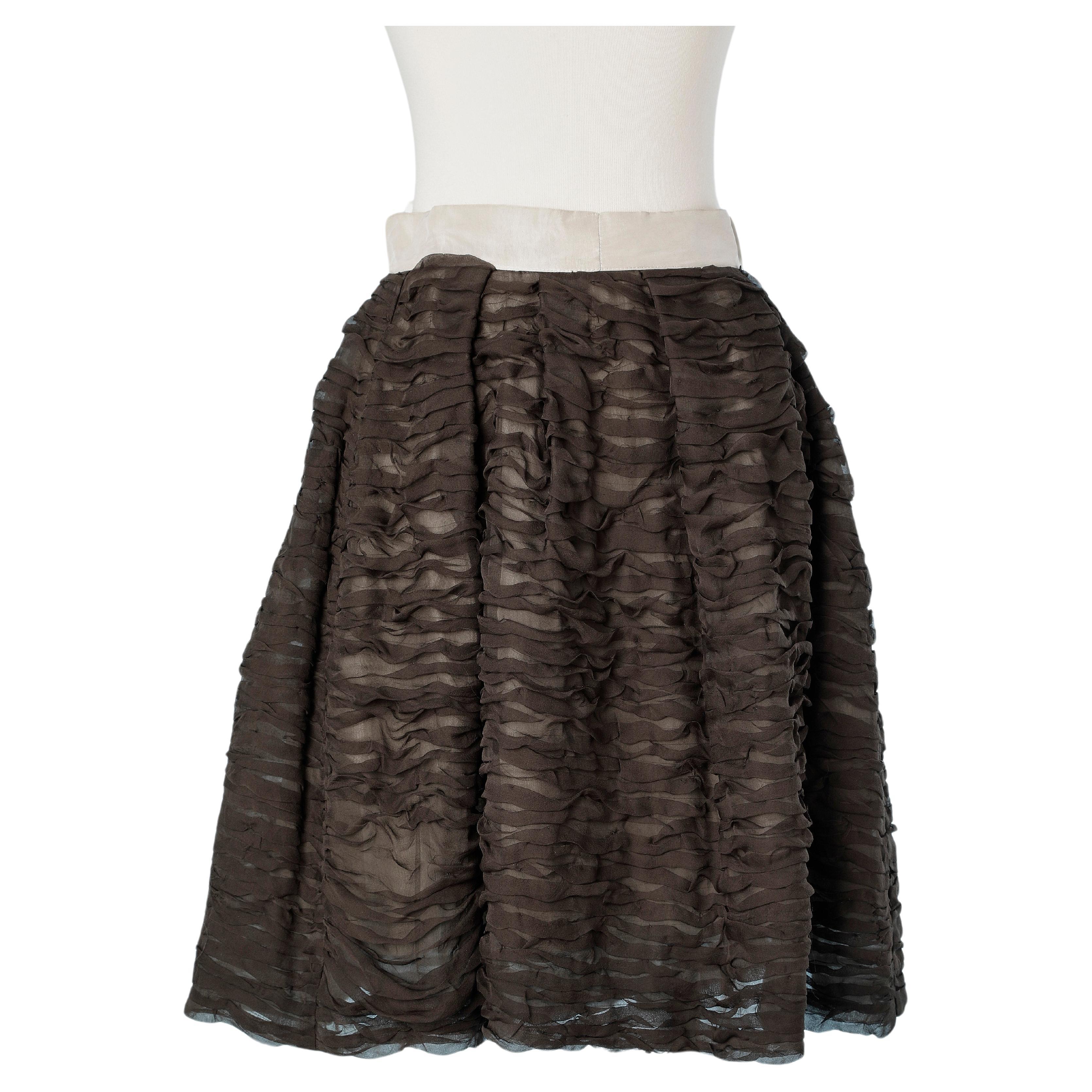 Brown silk chiffon ruffled skirt with side pockets Chloé  For Sale