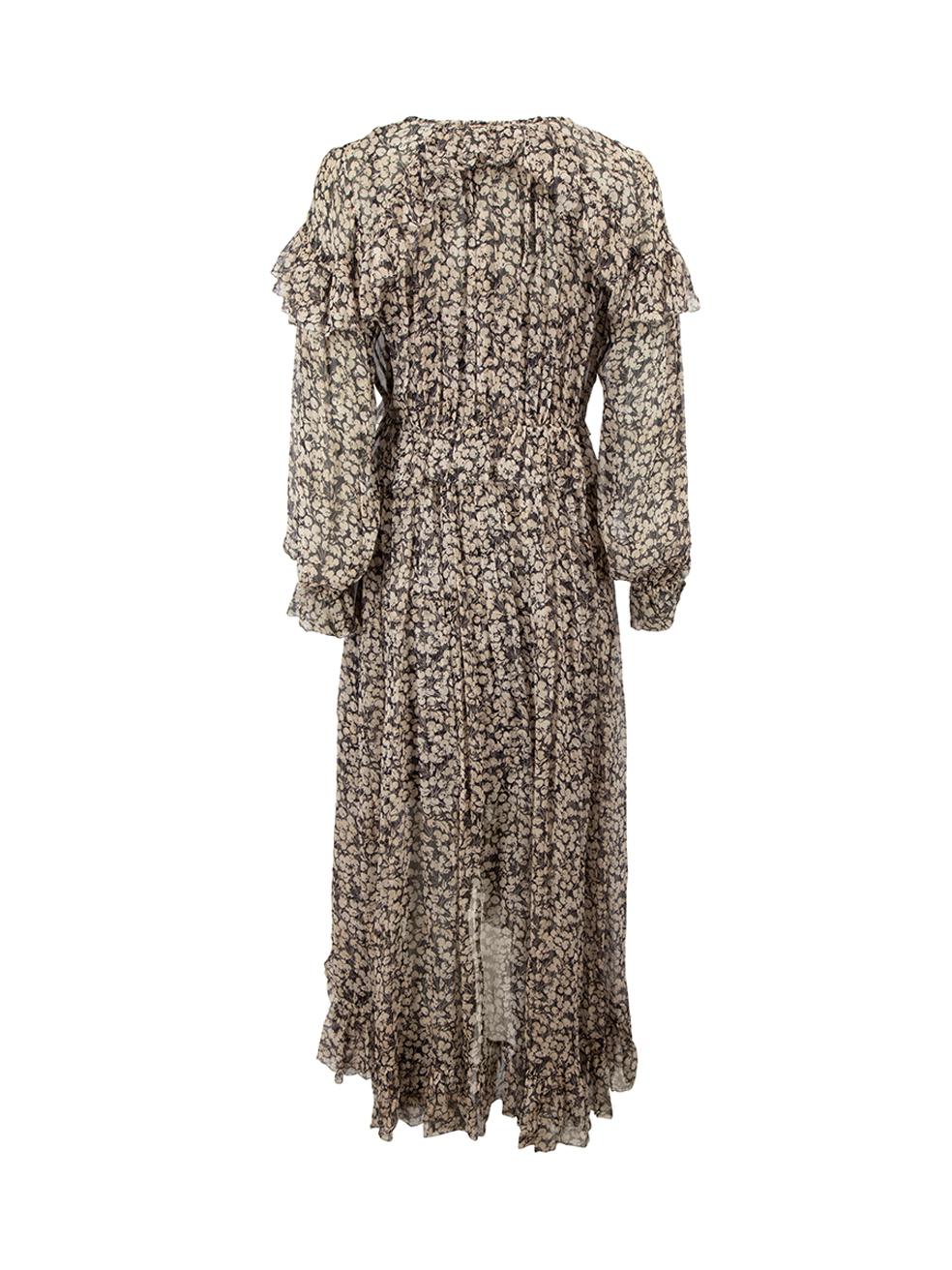 Zimmermann Brown Silk Printed Midi Dress Size M In Good Condition For Sale In London, GB