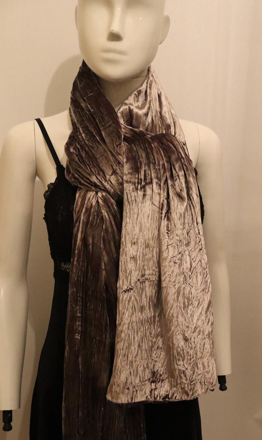 Dusty Pink /Lilac Silk Velvet Shawl For Sale 1