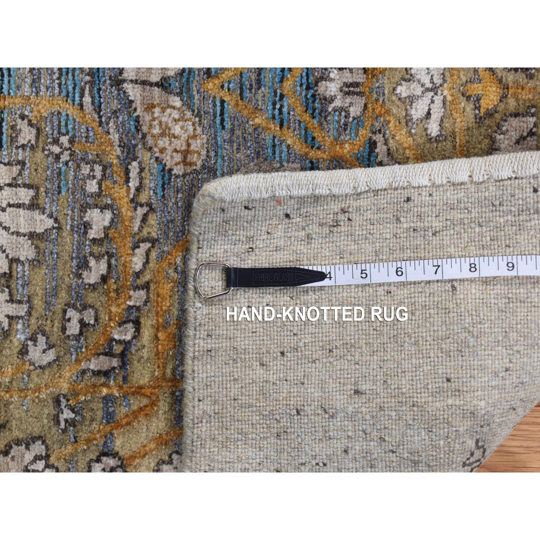 Tappeto orientale oversize marrone in seta e lana Sarouk annodato a mano 12'2