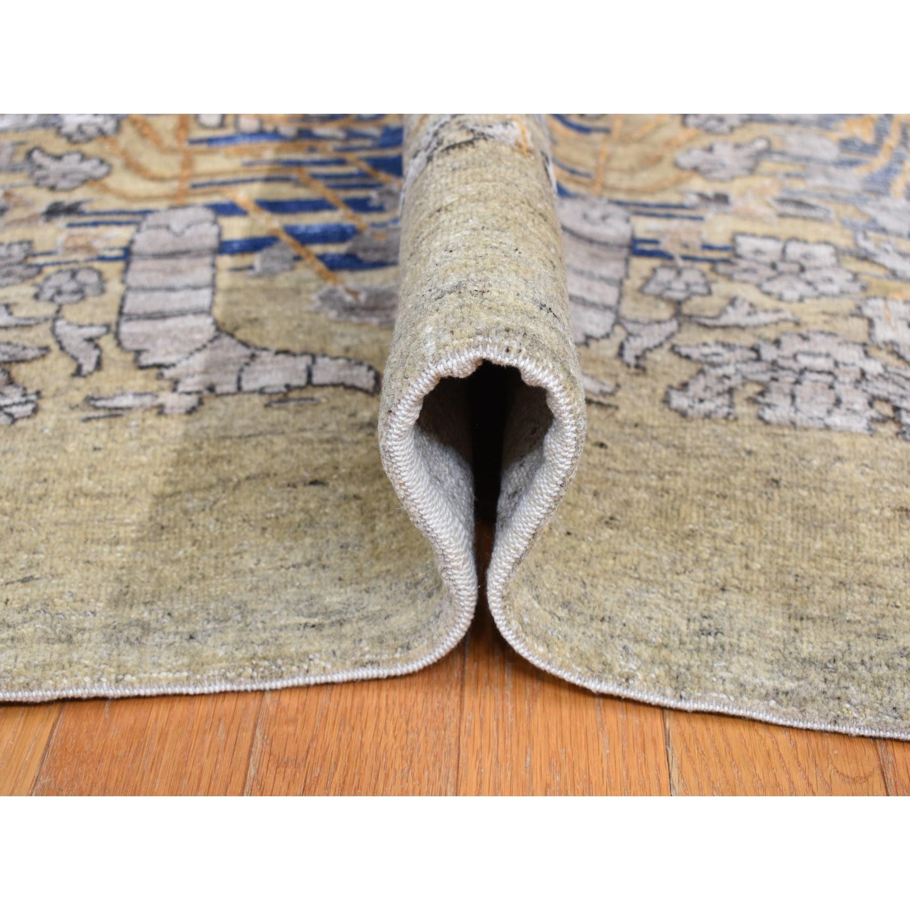 Tappeto orientale oversize marrone in seta e lana Sarouk annodato a mano 12'2