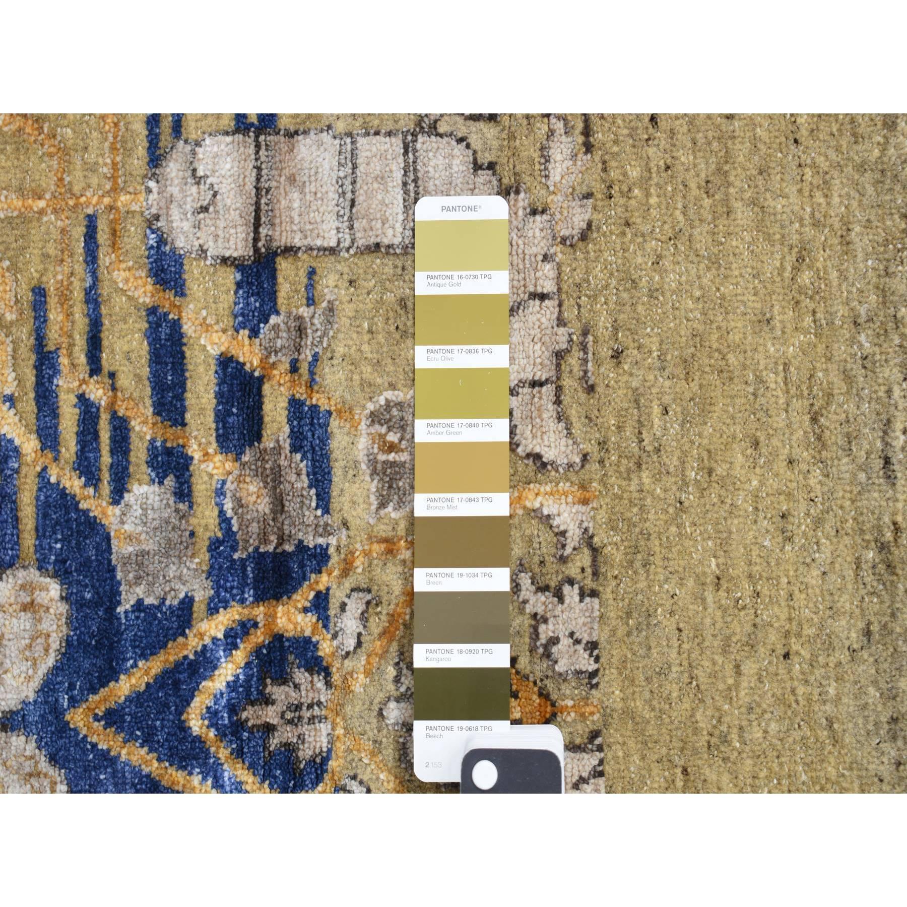 Seta Tappeto orientale oversize marrone in seta e lana Sarouk annodato a mano 12'2