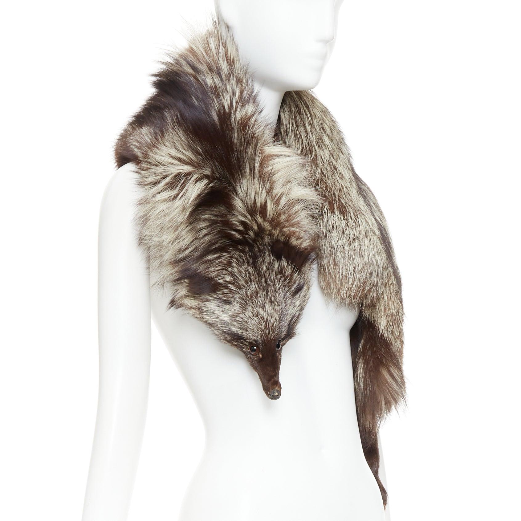 Braun-silberne ombre Echtpelz-Tierschal-Stola Damen im Angebot