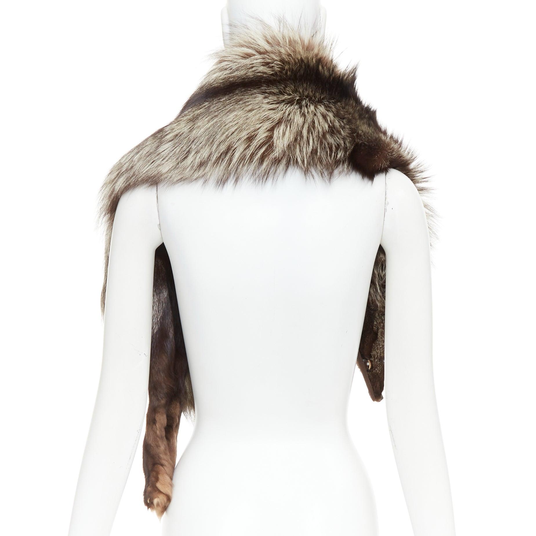 Braun-silberne ombre Echtpelz-Tierschal-Stola im Angebot 1