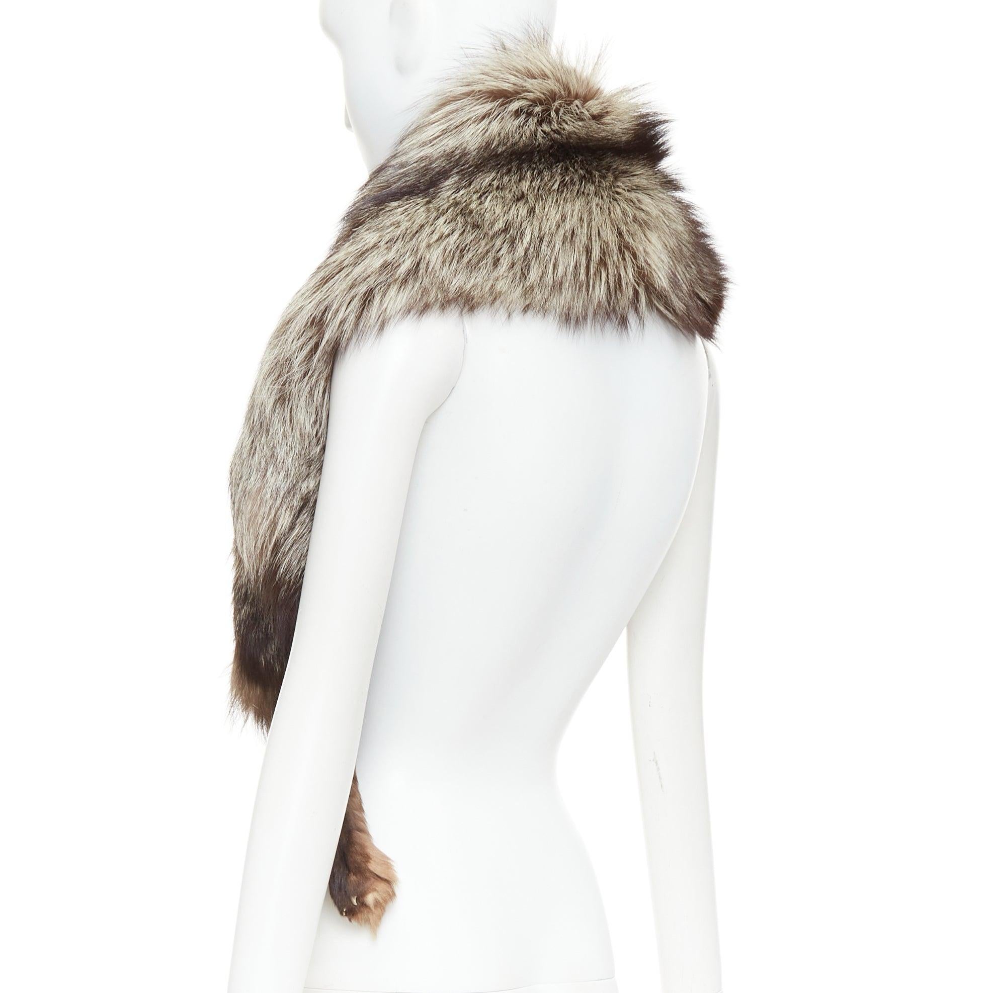 Braun-silberne ombre Echtpelz-Tierschal-Stola im Angebot 2