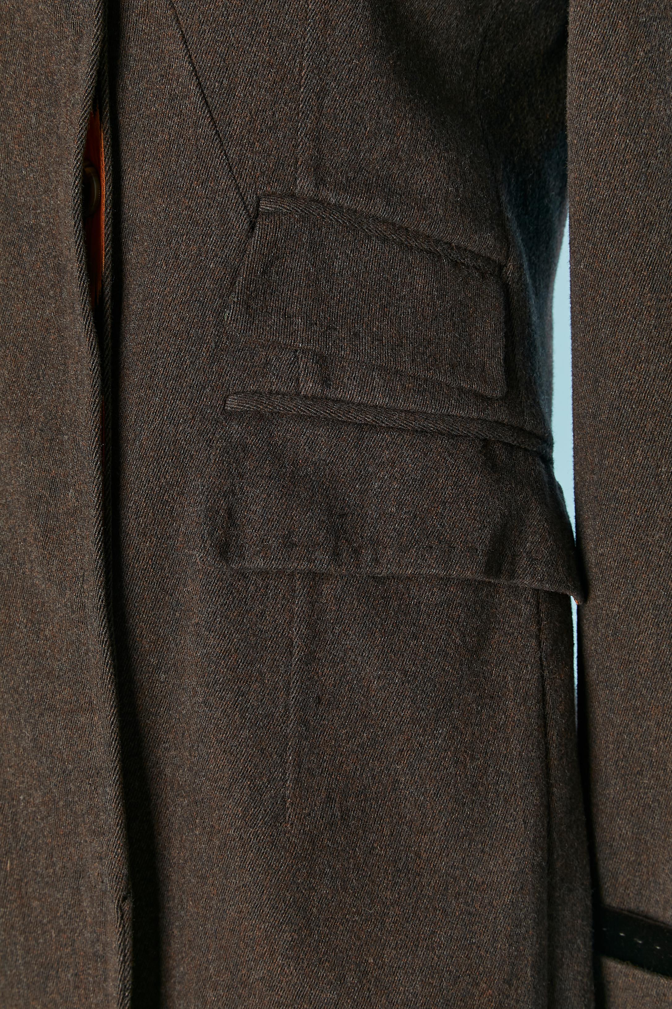 Nero Cappotto monopetto marrone con dettagli in velluto PAUL SMITH BLUE in vendita