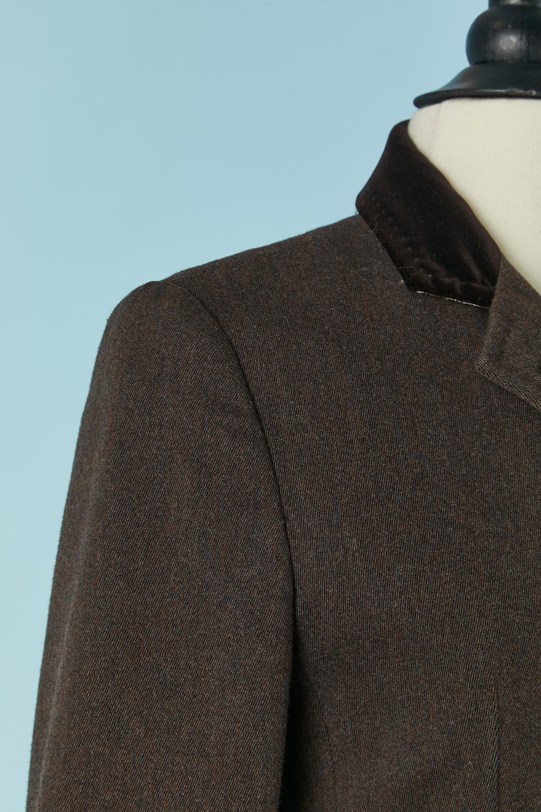 Cappotto monopetto marrone con dettagli in velluto PAUL SMITH BLUE In condizioni ottime in vendita a Saint-Ouen-Sur-Seine, FR