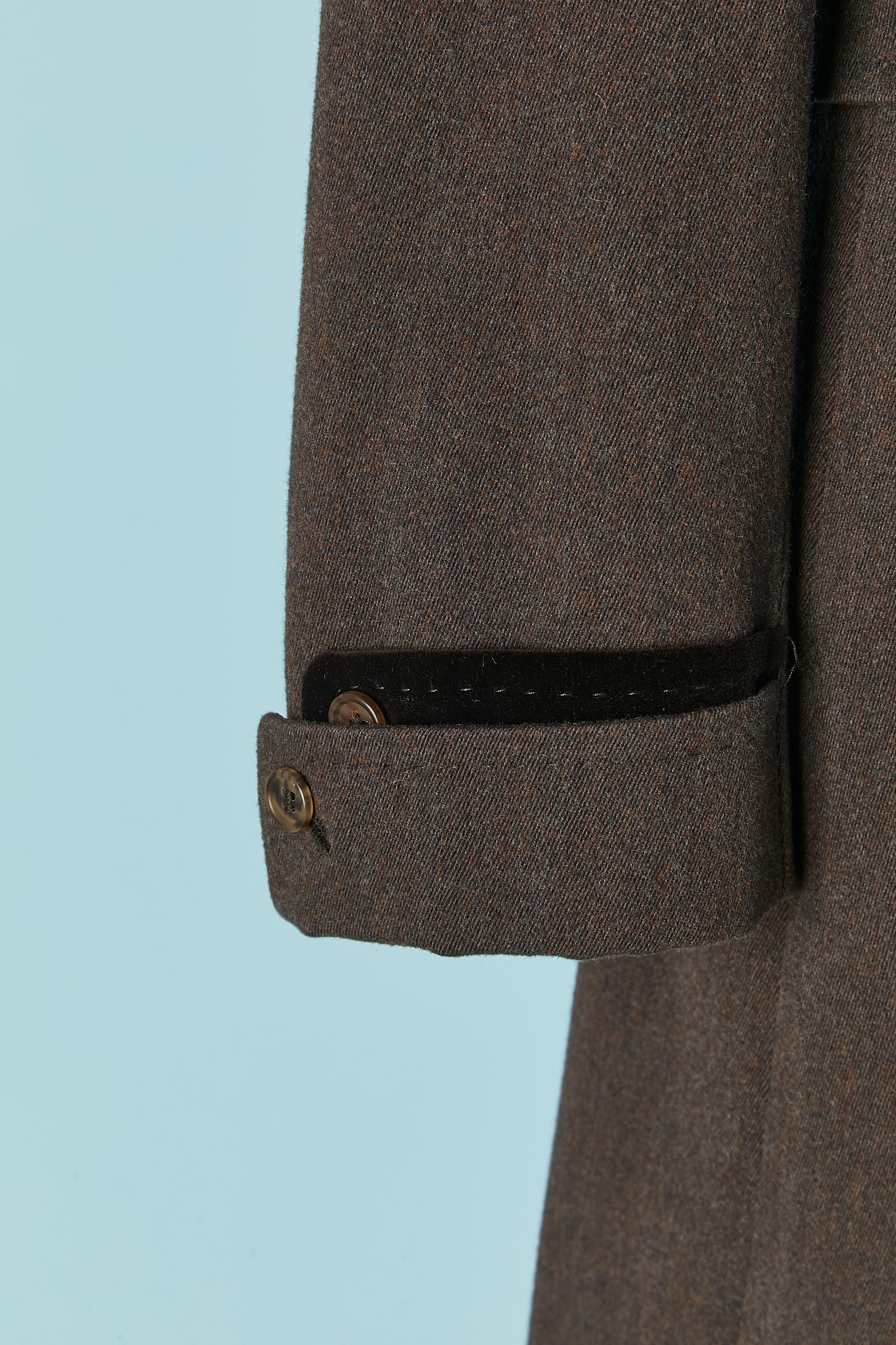 Donna Cappotto monopetto marrone con dettagli in velluto PAUL SMITH BLUE in vendita