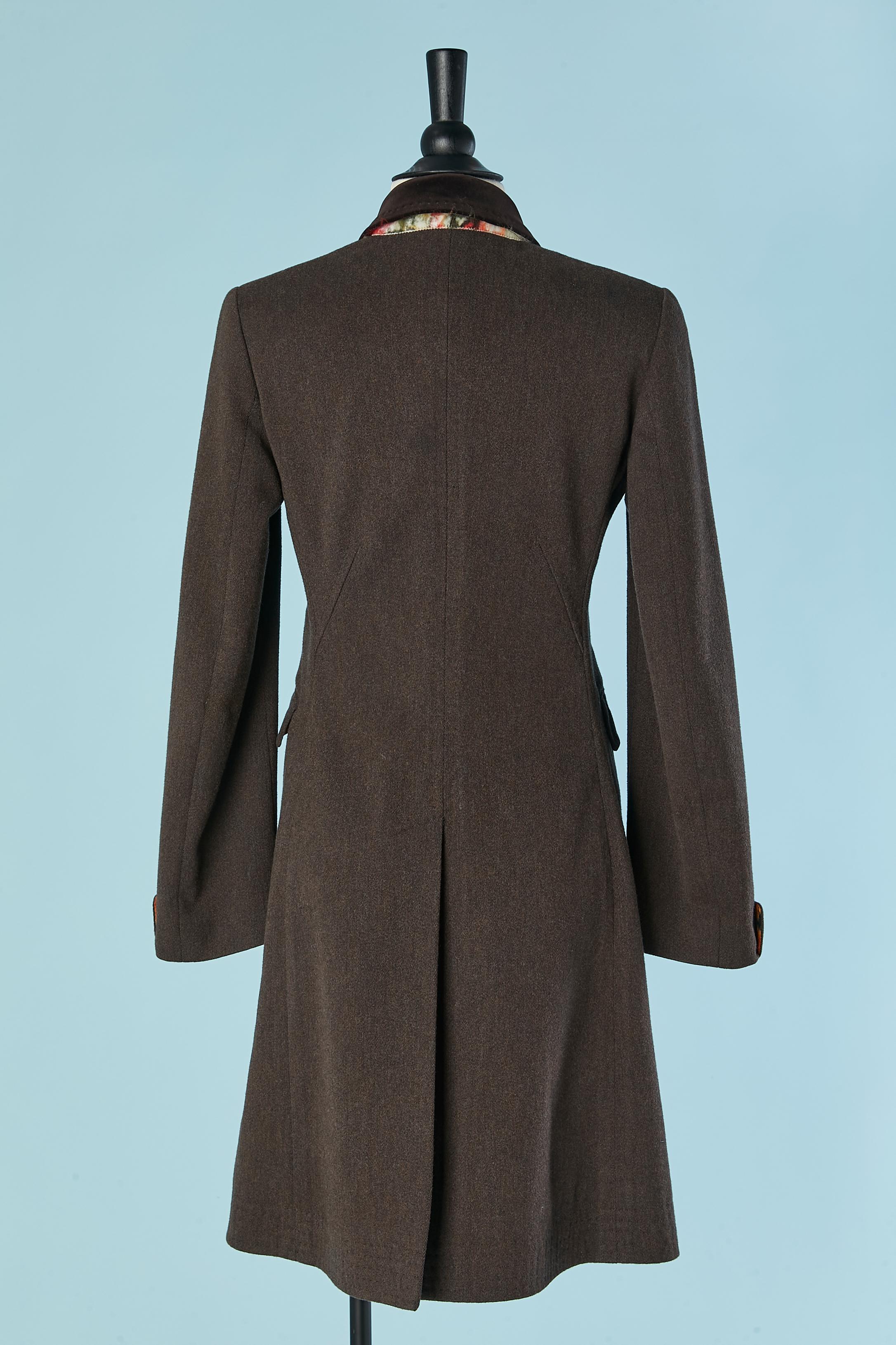 Cappotto monopetto marrone con dettagli in velluto PAUL SMITH BLUE in vendita 2
