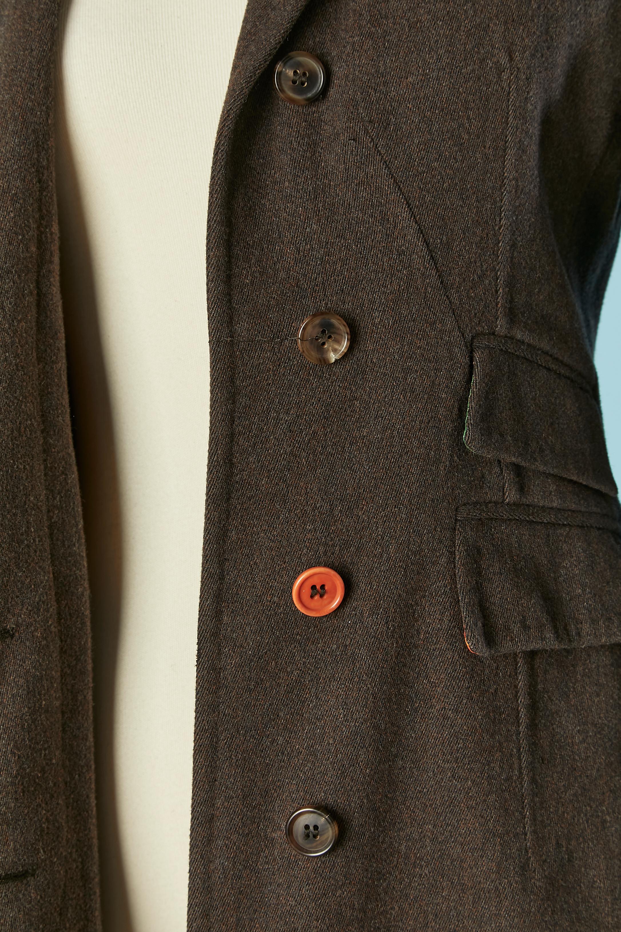 Cappotto monopetto marrone con dettagli in velluto PAUL SMITH BLUE in vendita 3
