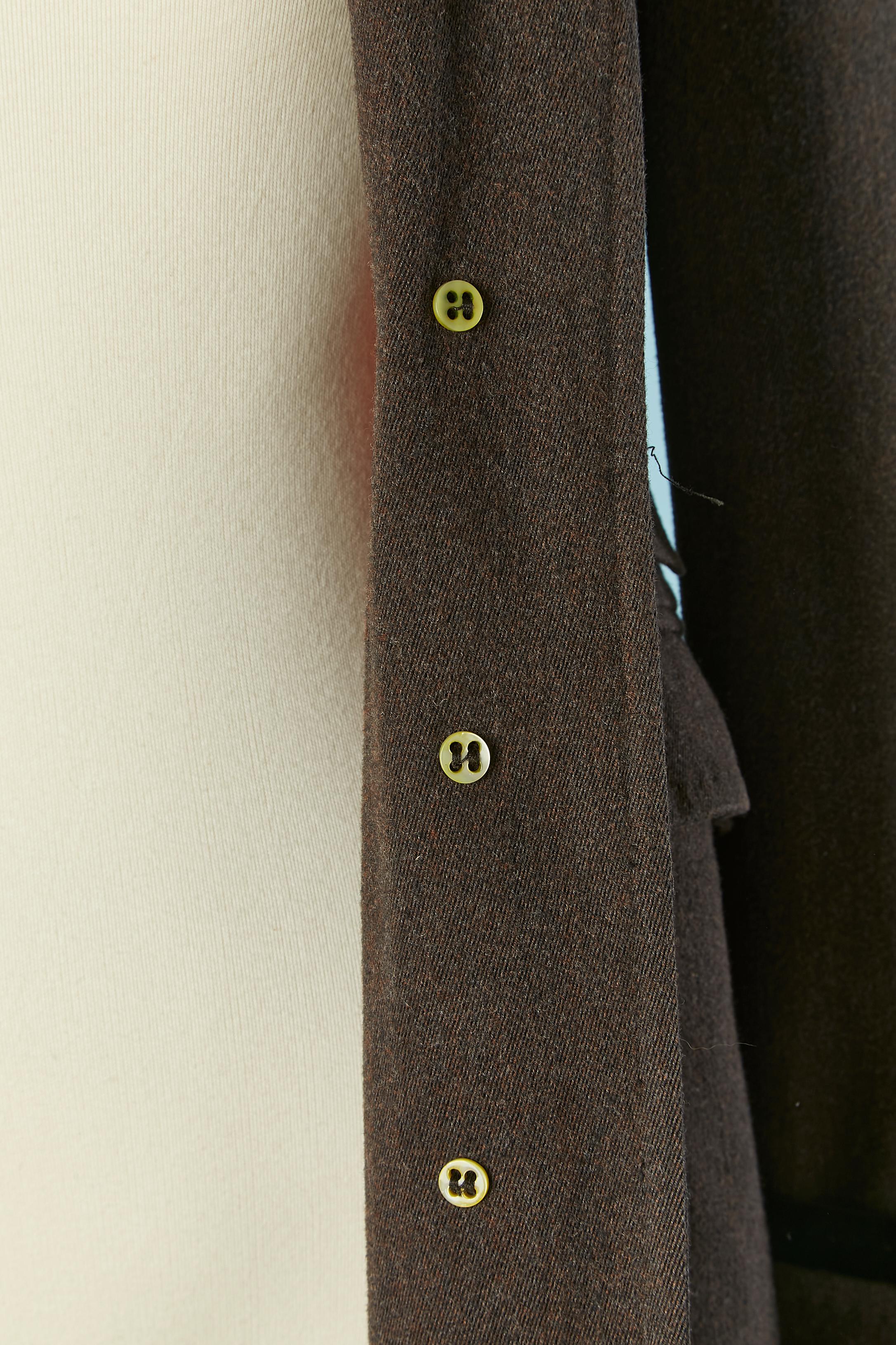 Cappotto monopetto marrone con dettagli in velluto PAUL SMITH BLUE in vendita 4