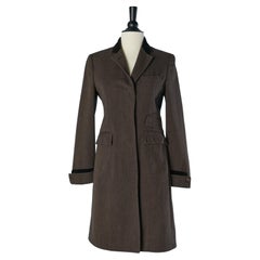 Brown single breasted coat with velvet details PAUL SMITH BLUE