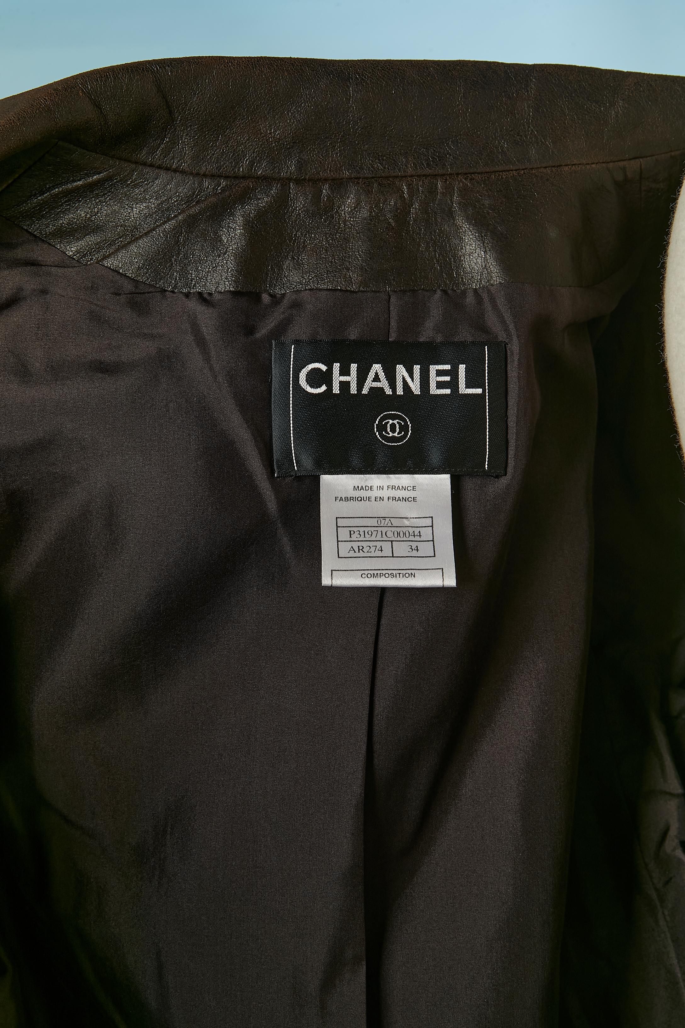 Brown single breasted leather jacket Chanel For Sale 4