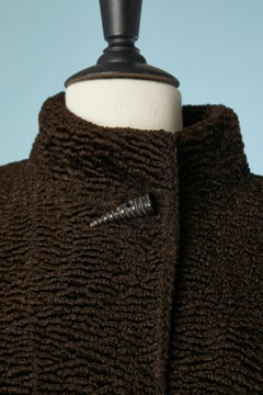 Manteau court marron en faux astrakan Emmanuelle Khanh