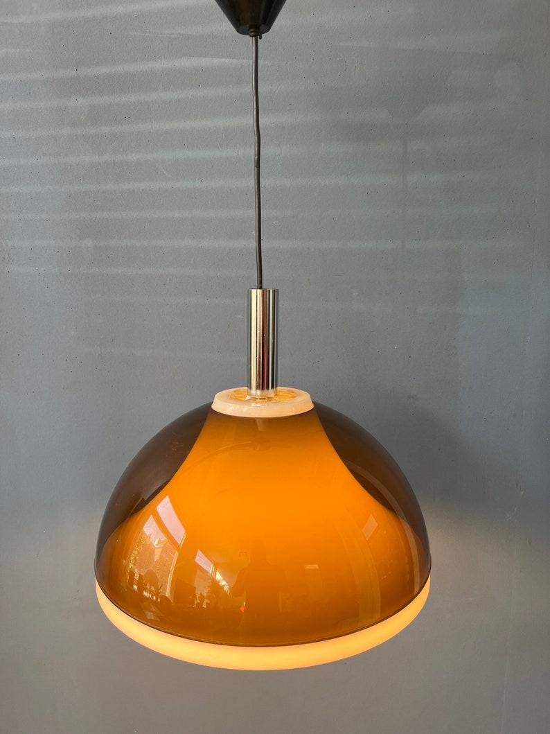 Brown Smoked Acrylic Glass Space Age Pendant Lamp by Dijkstra, 1970s In Excellent Condition For Sale In ROTTERDAM, ZH