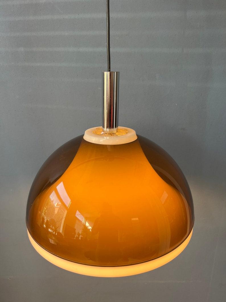 Lampe suspendue Space A Age en verre acrylique fumé Brown par Dijkstra, 1970 Excellent état - En vente à ROTTERDAM, ZH