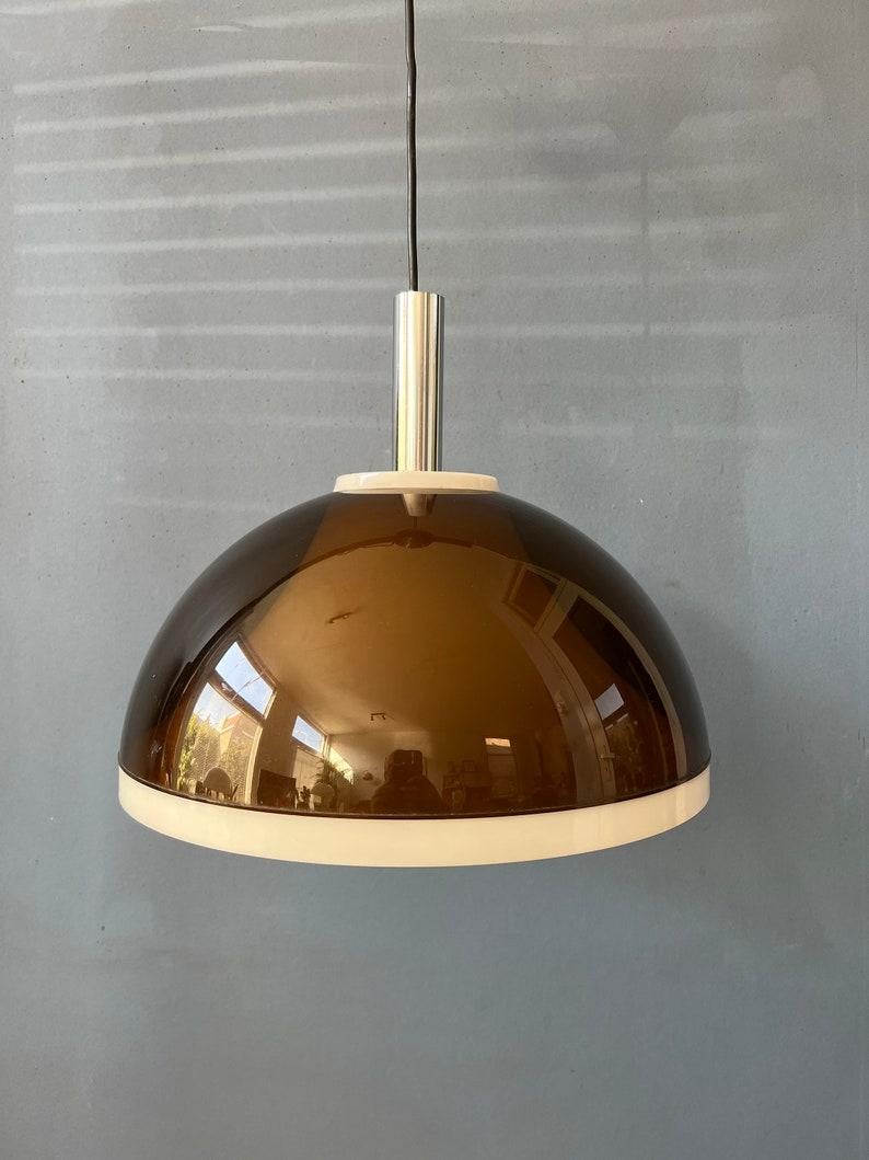 Brown Smoked Acrylic Glass Space Age Pendant Lamp by Dijkstra, 1970s For Sale 1