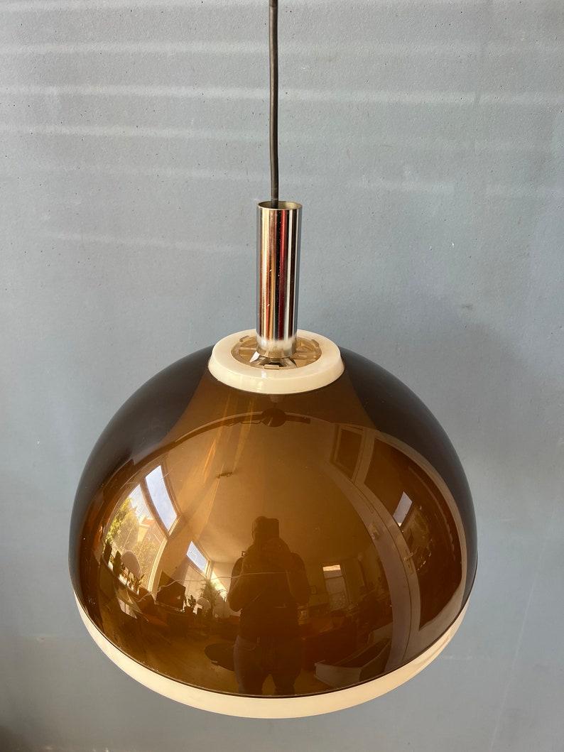 Lampe suspendue Space A Age en verre acrylique fumé Brown par Dijkstra, 1970 en vente 1