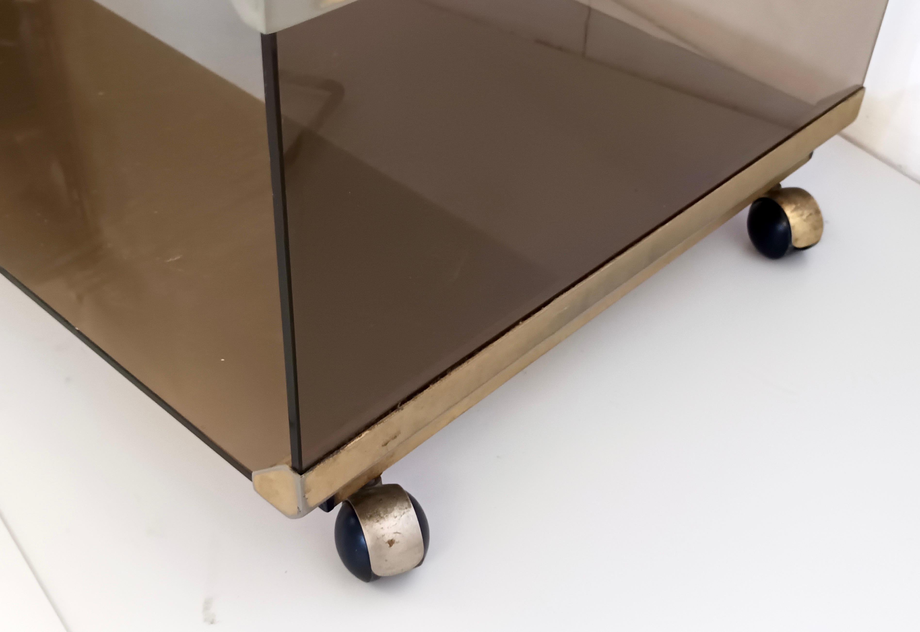 Brown Smoked Tempered Glass Coffee Table by Gallotti & Radice with Casters 6