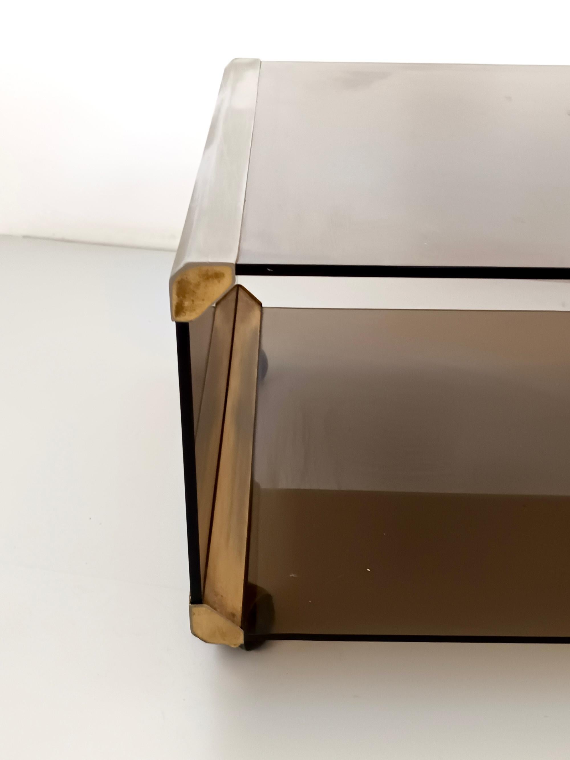 Brown Smoked Tempered Glass Coffee Table by Gallotti & Radice with Casters 3