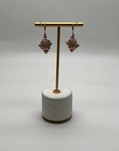 Brown Smoky Quartz Diamond Spiral Scroll Fantasy Fancy 14K Rose Gold Earrings