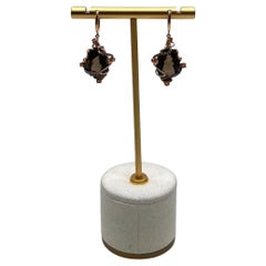 Pendientes de oro rosa de 14 quilates de fantasía con espiral de diamantes de cuarzo ahumado marrón