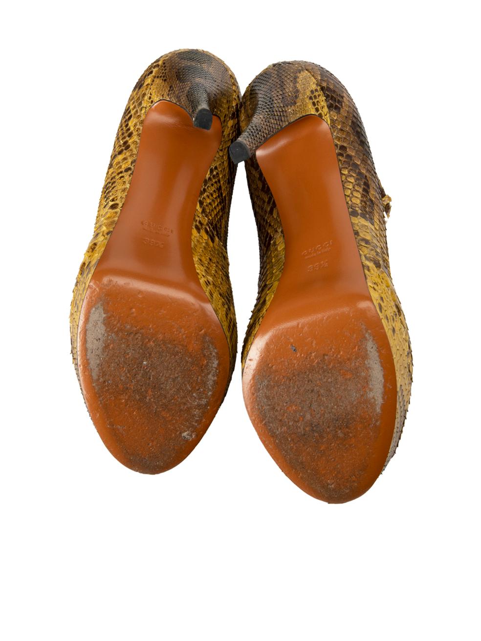 Women's Brown Snakeskin T-Strap Platform Sandals Size IT 39.5