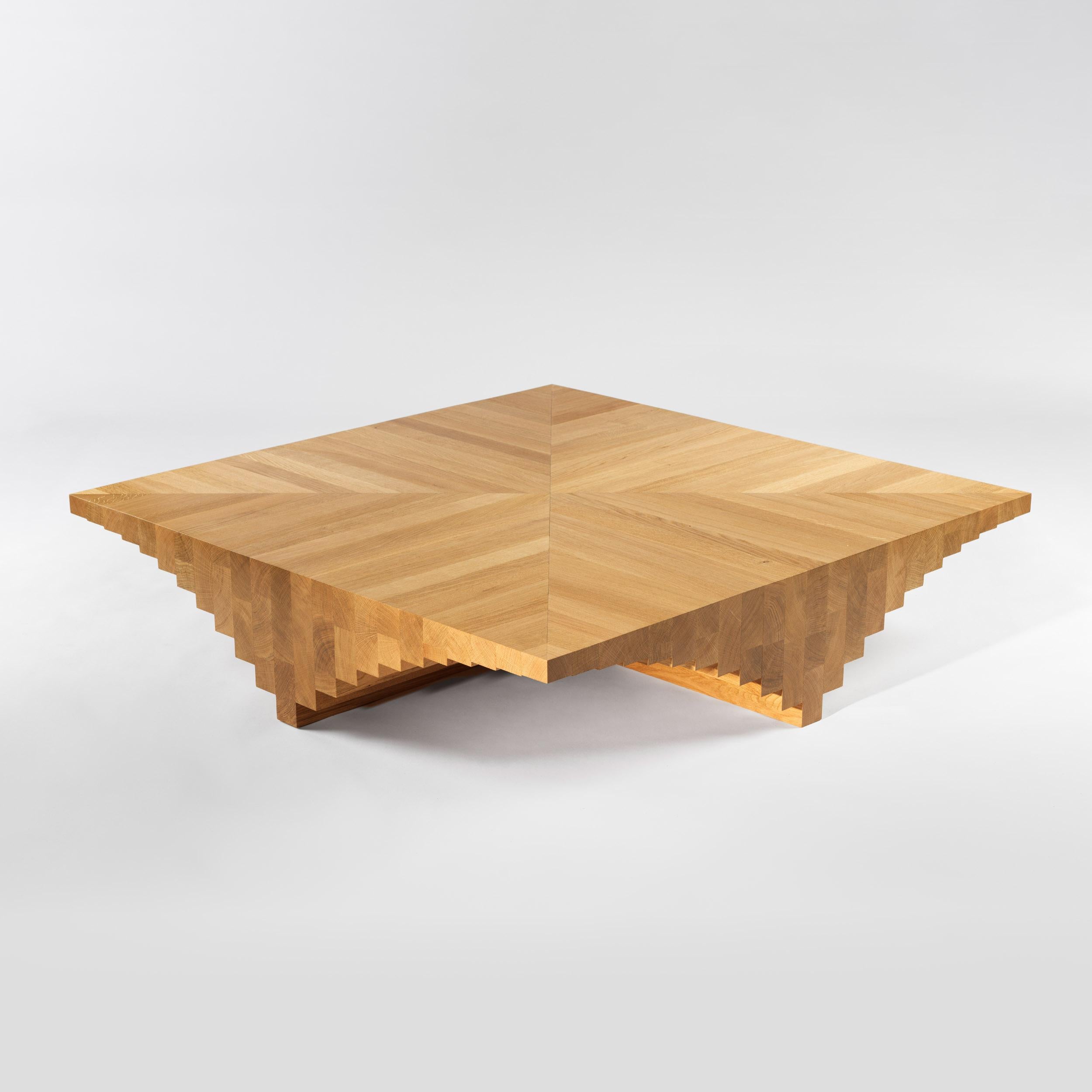 Brown solid oak ater coffee table by Tim Vranken For Sale 9