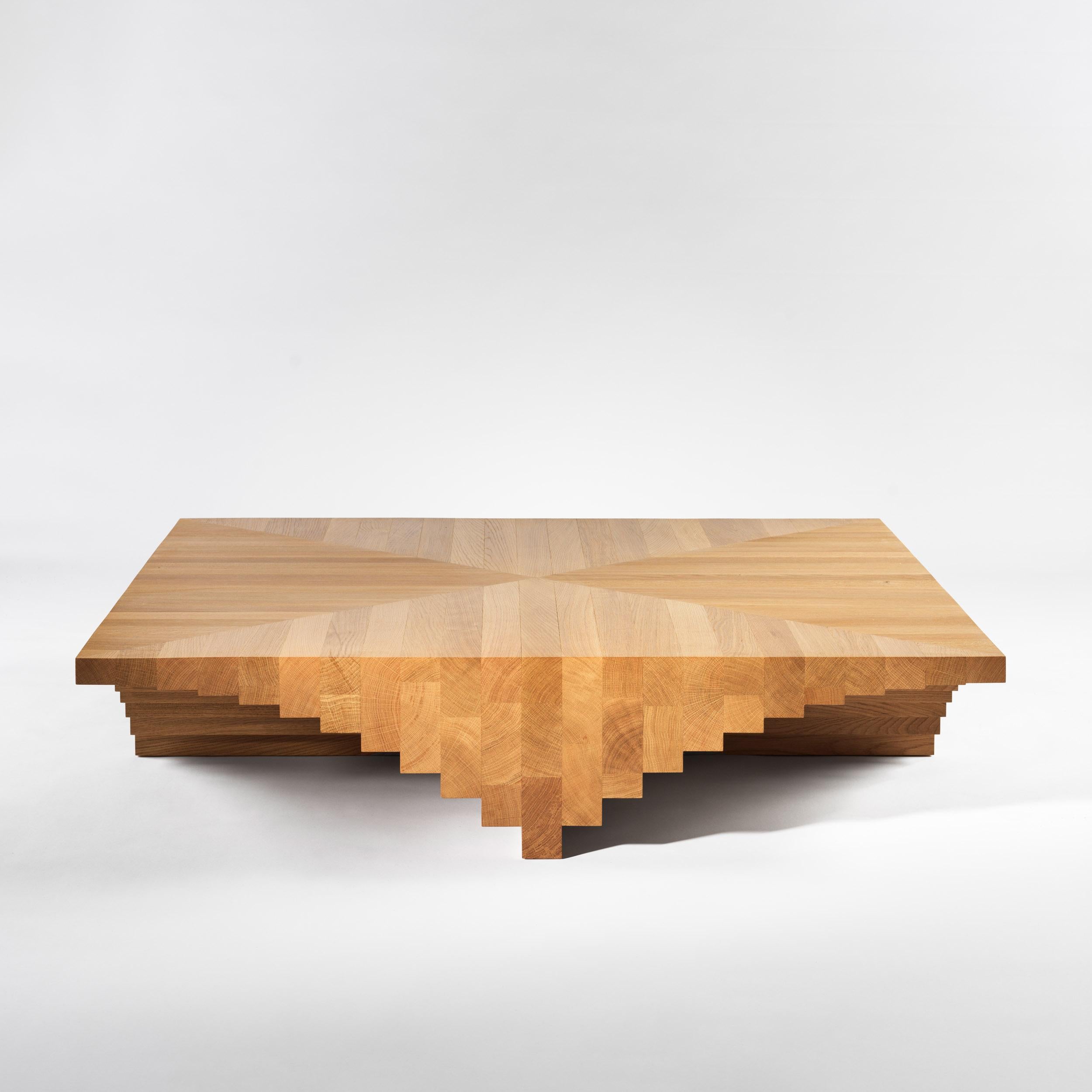 Brown solid oak ater coffee table by Tim Vranken For Sale 1