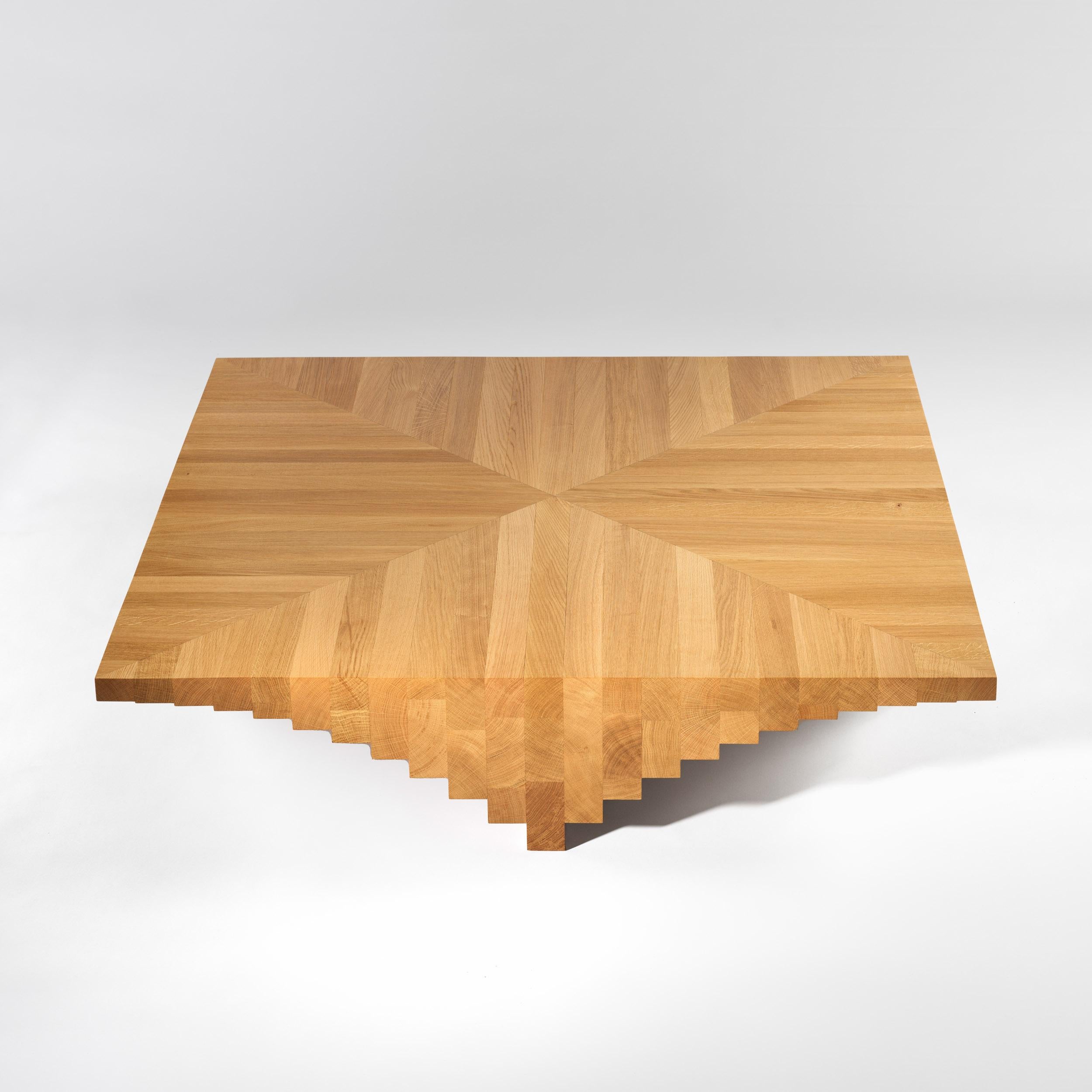 Brown solid oak ater coffee table by Tim Vranken For Sale 2
