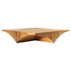 Brown solid oak ater coffee table by Tim Vranken