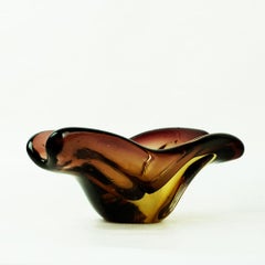 Brown Sommerso Glass Bowl by Flavio Poli for Seguso Murano Italy