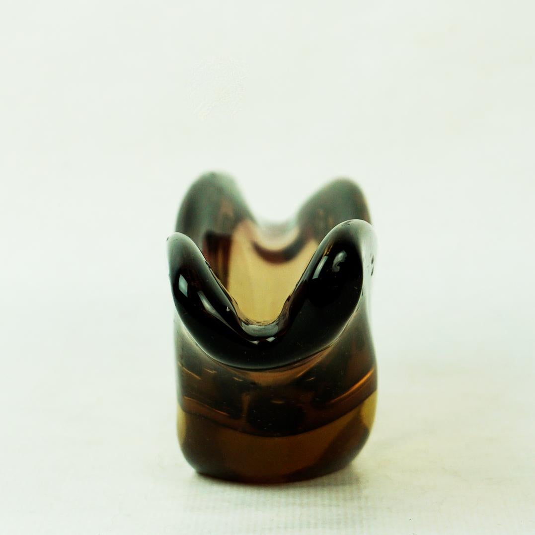 Mid-Century Modern Brown Sommerso Glass Bowl by Flavio Poli for Seguso Murano Italy For Sale