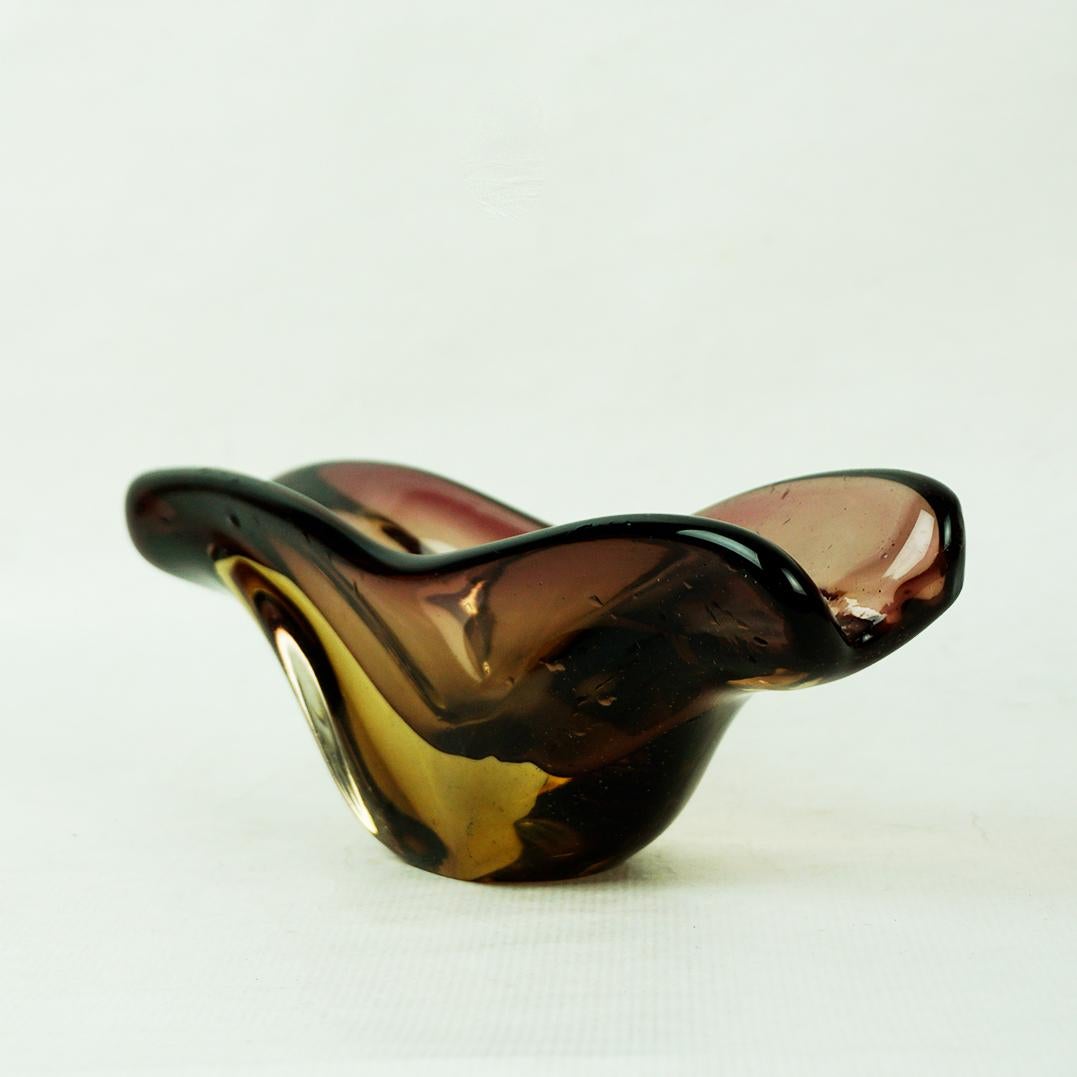 Italian Brown Sommerso Glass Bowl by Flavio Poli for Seguso Murano Italy For Sale