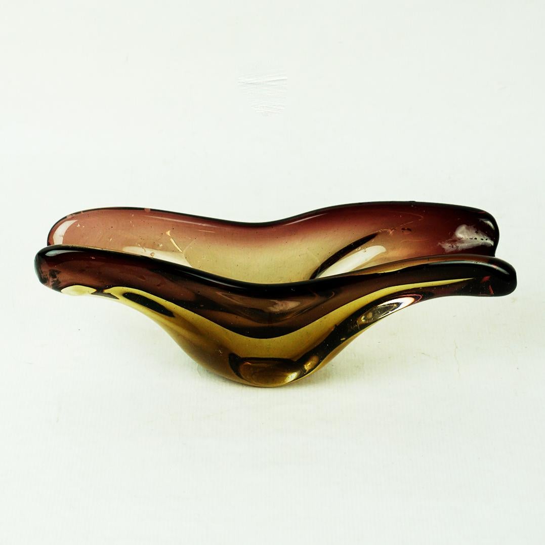 Brown Sommerso Glass Bowl by Flavio Poli for Seguso Murano Italy For Sale 2