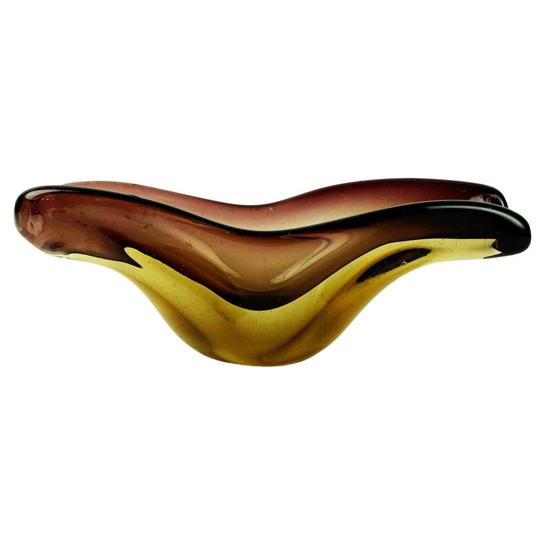 Bol en verre Brown Glass Sommerso par Flavio Poli pour Seguso Murano Italie