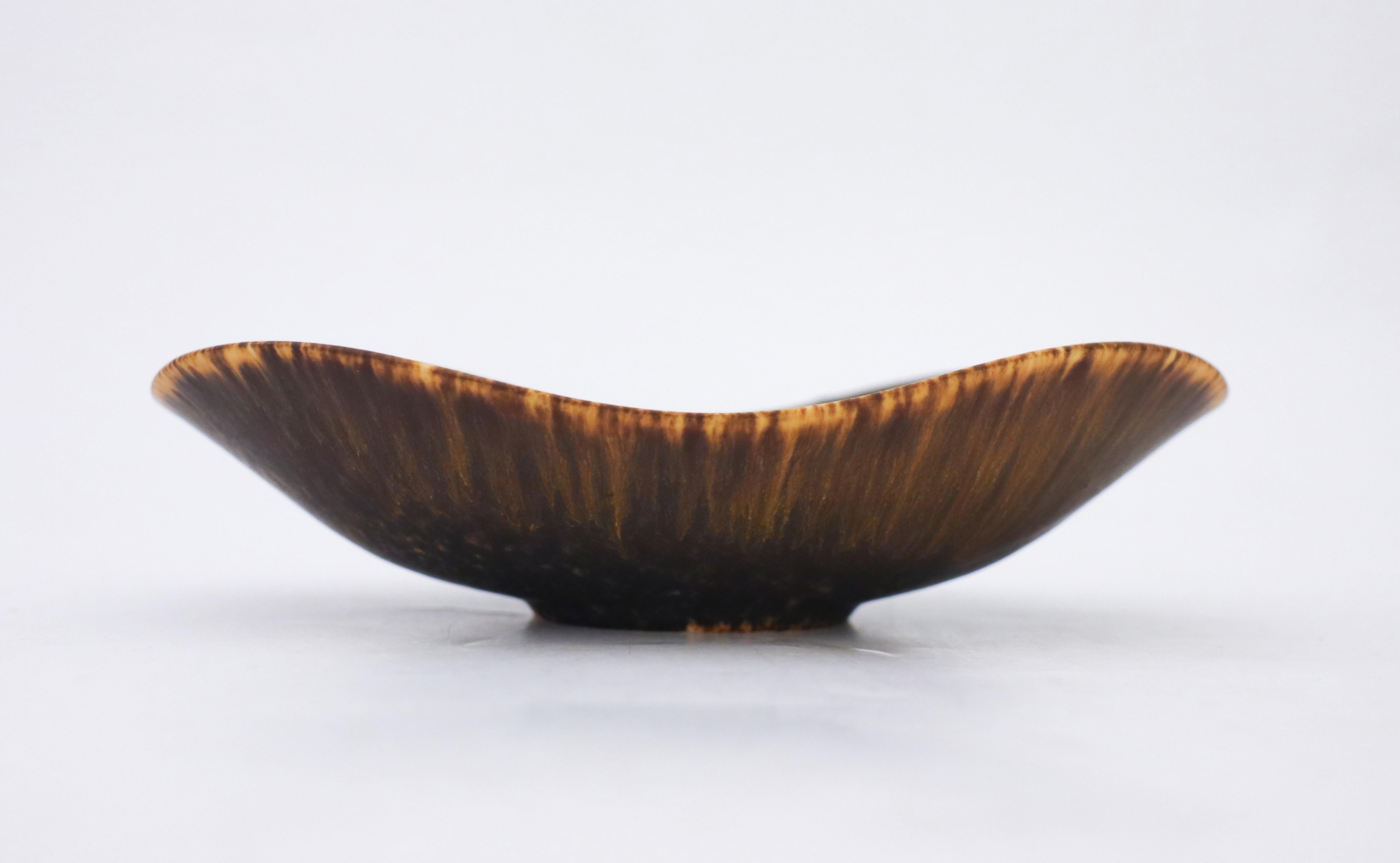 Glazed Brown Speckled Bowl, Gunnar Nylund, Rörstrand, 1950s, Mid-Century Vintage