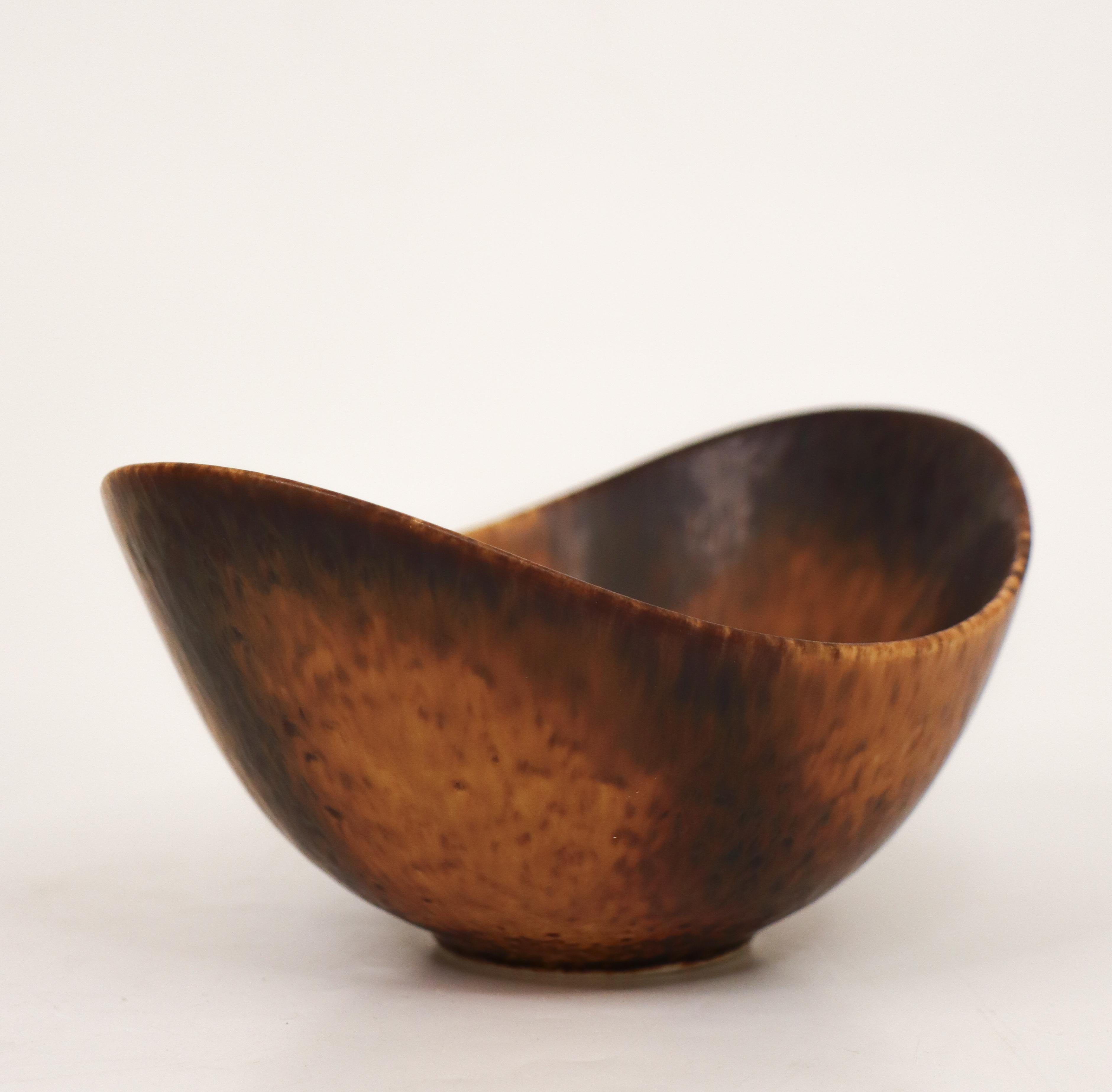 Glazed Brown Speckled Bowl - Gunnar Nylund - Rörstrand - Mid 20th Century Scandinavia For Sale