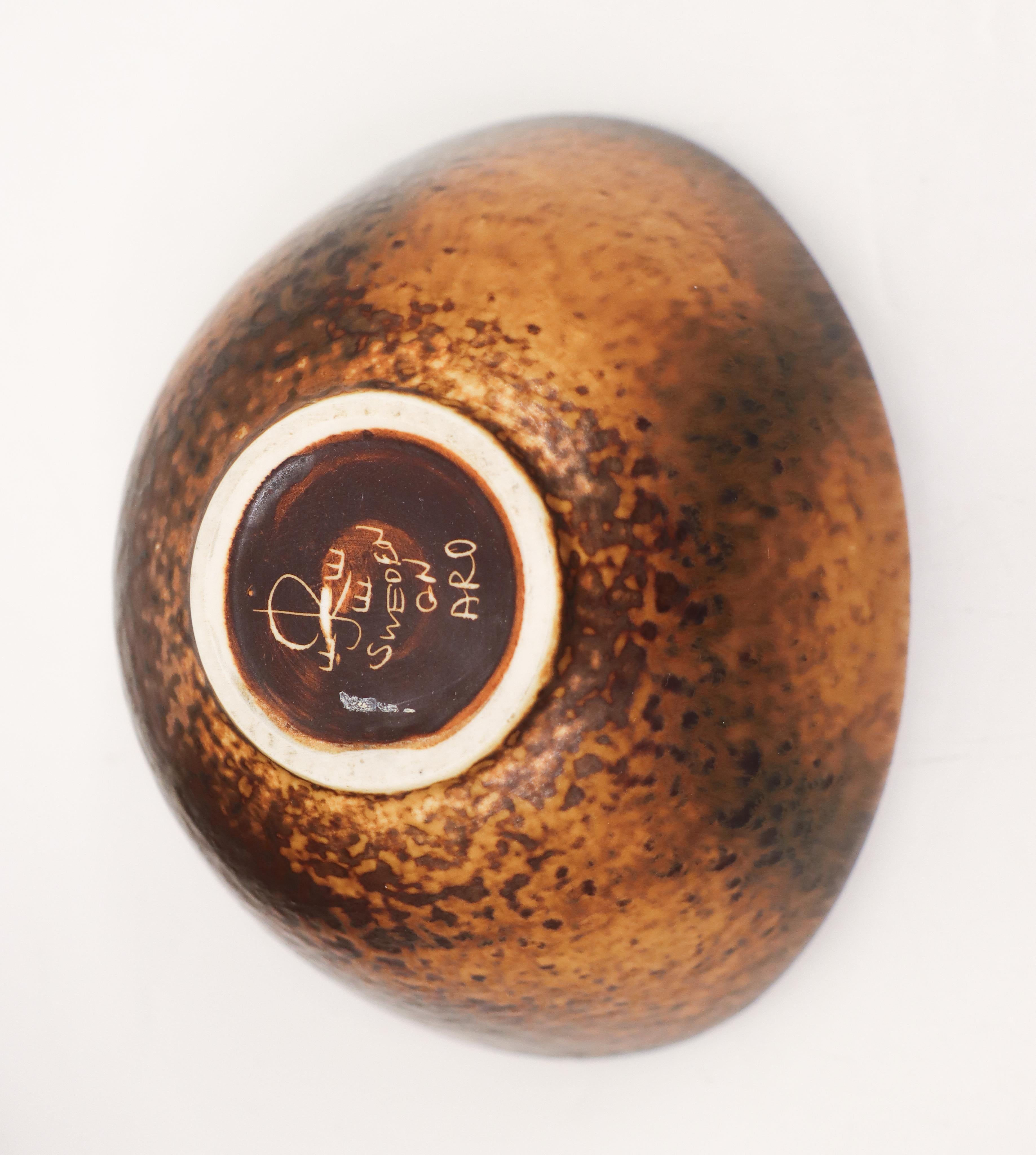 Brown Speckled Bowl - Gunnar Nylund - Rörstrand - Mid 20th Century Scandinavia For Sale 1