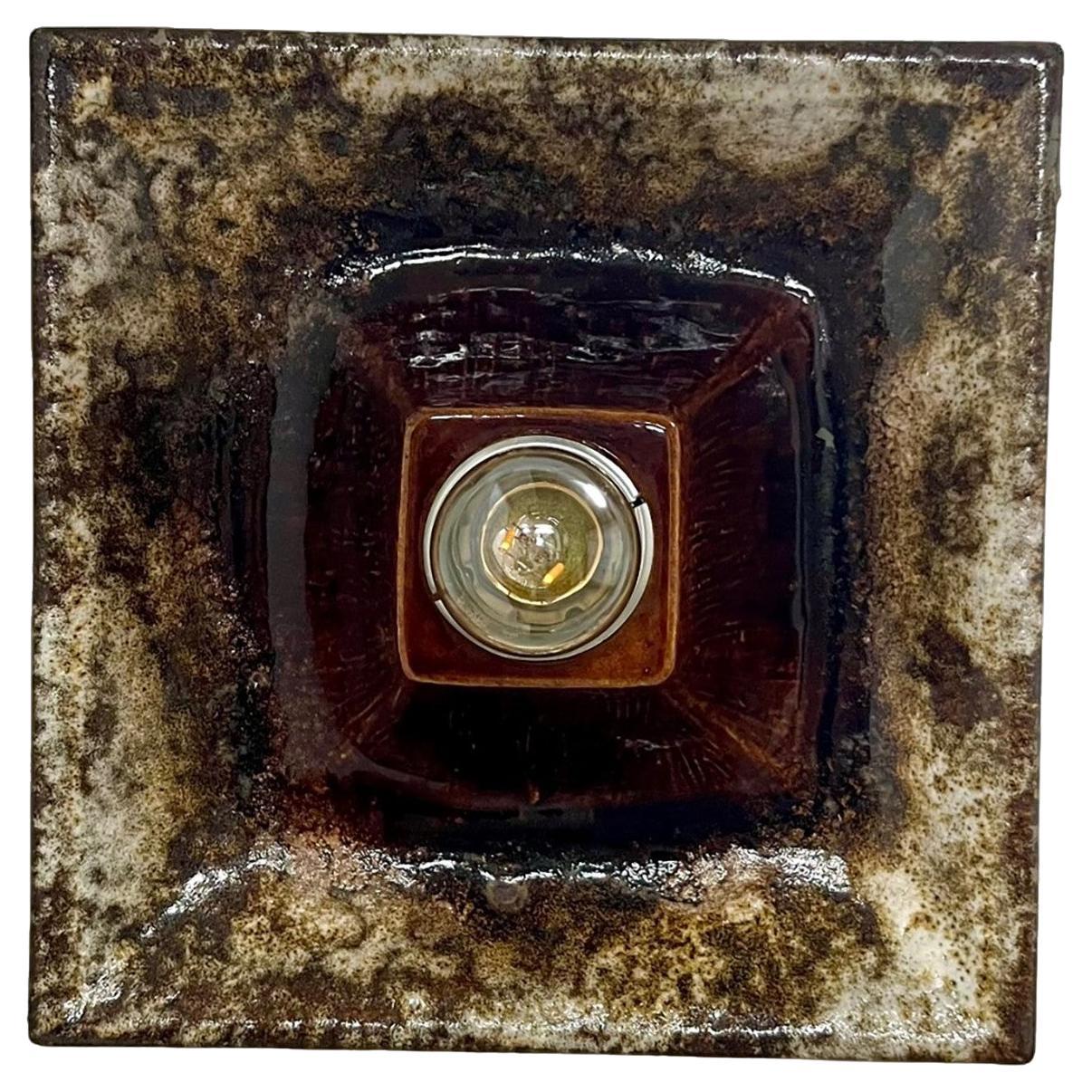 Brown Square Ceramic Wall Lights , Deutschland, 1970