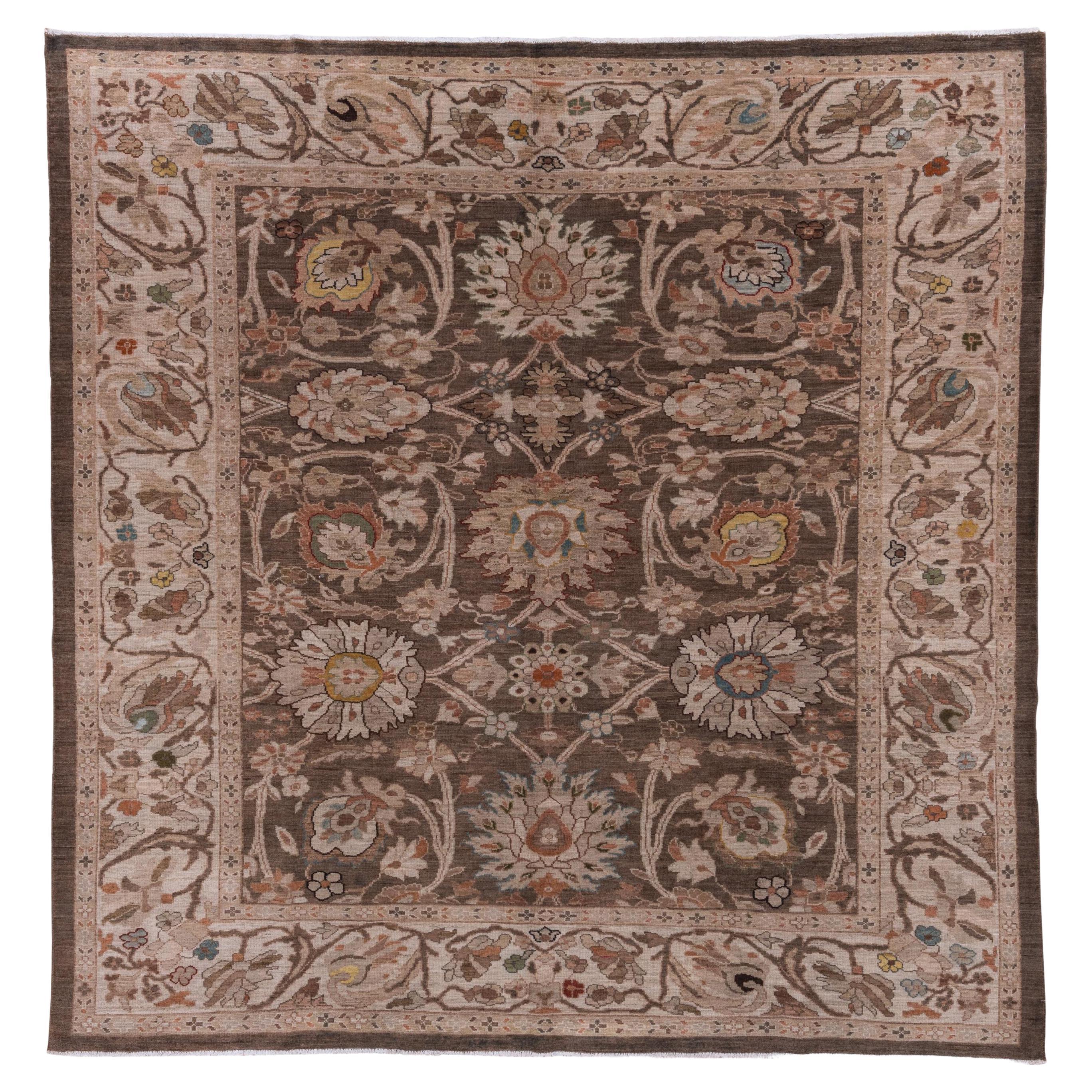 Brown Square Persian Sultanabad Carpet For Sale