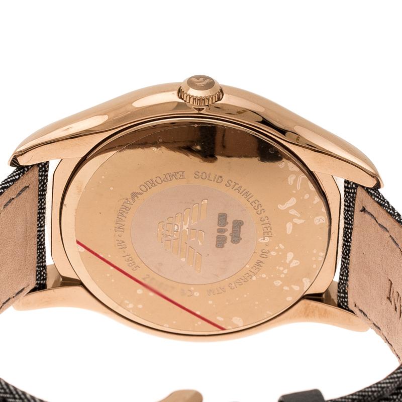 Brown Stainless Steel Dress Grey Fabric AR1985 Men's Wristwatch 43 mm In Excellent Condition In Dubai, Al Qouz 2