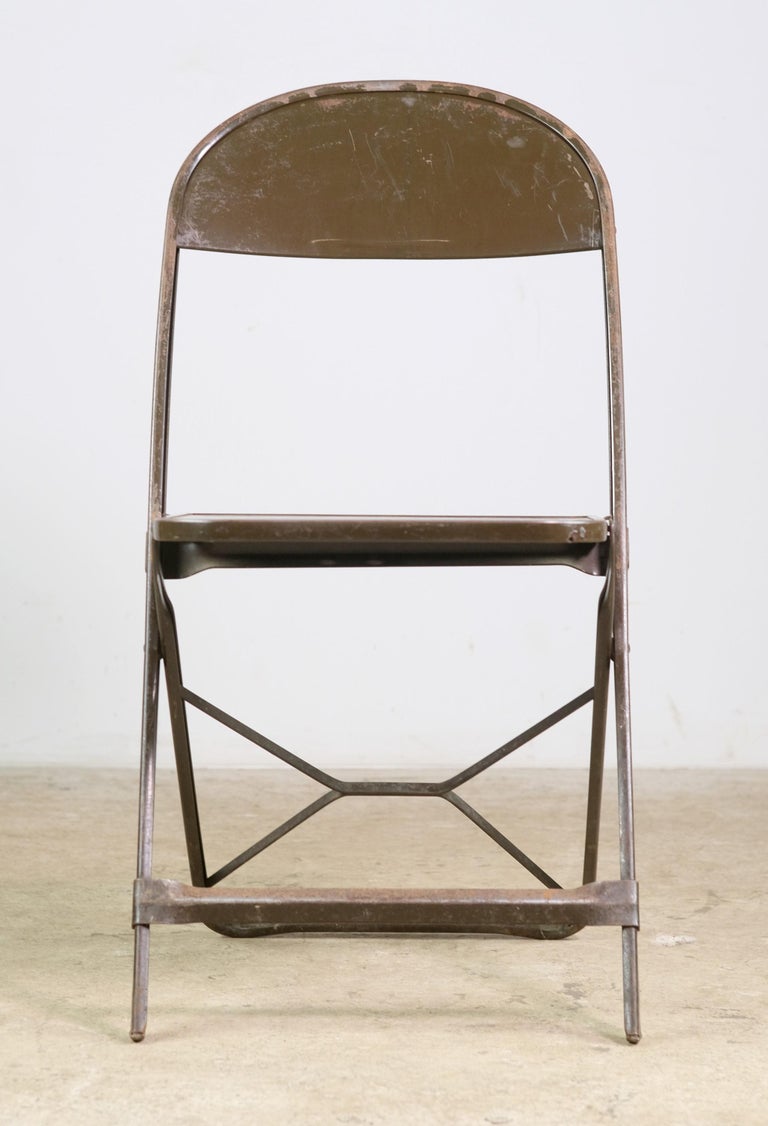 Brown Steel Folding Chair w Star Design Seat Qty Available For Sale at