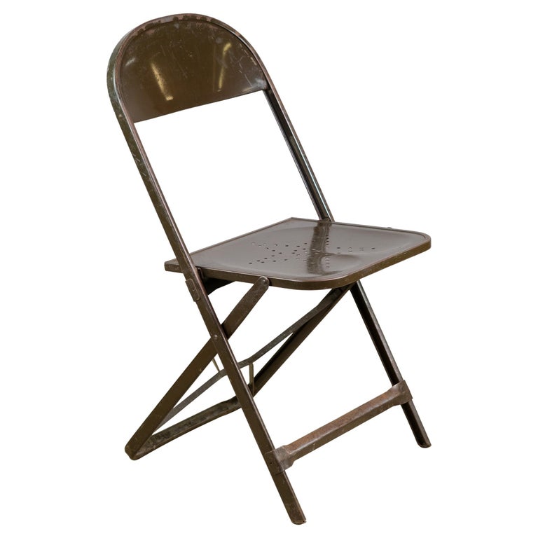 Brown Steel Folding Chair w Star Design Seat Qty Available For Sale at