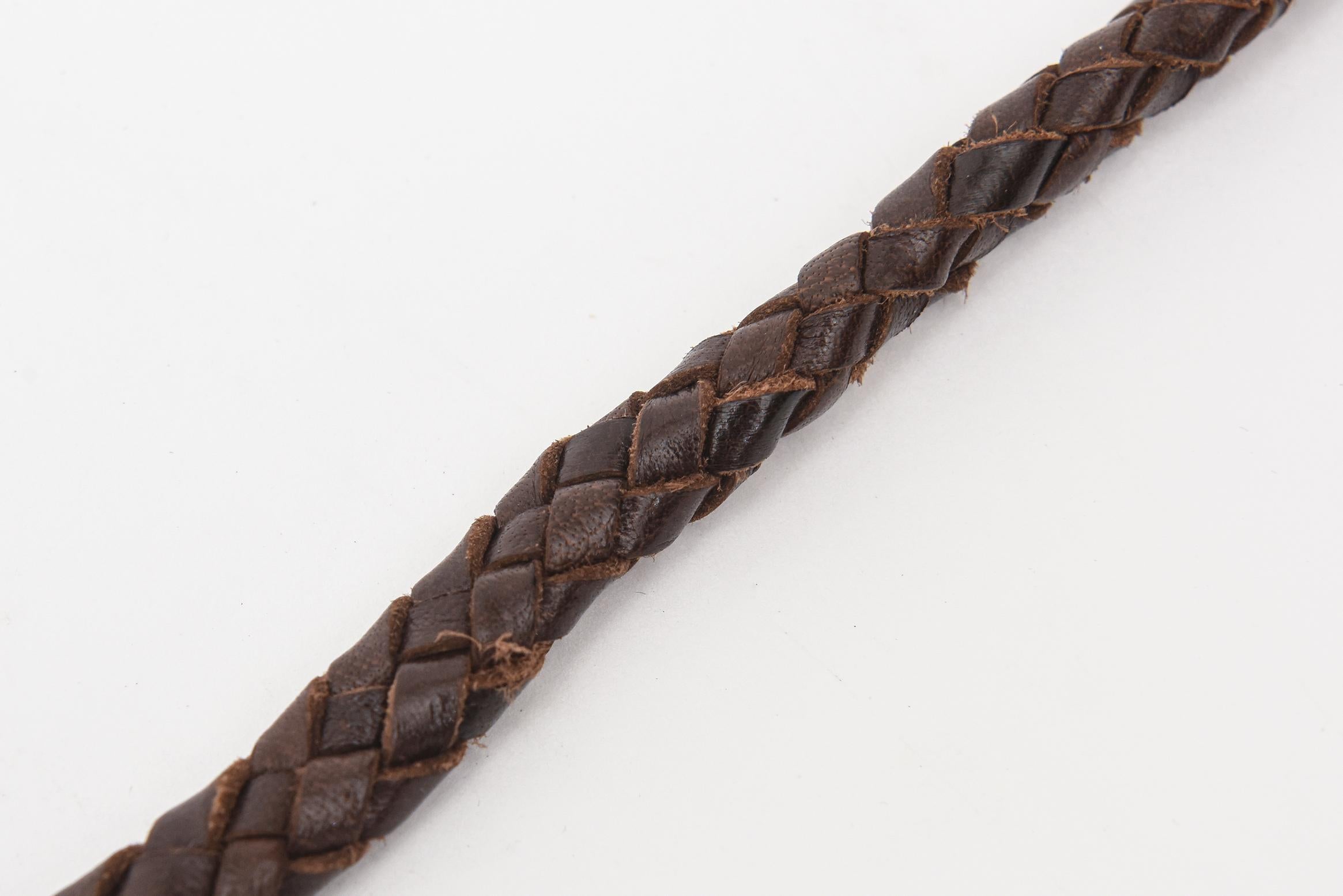 Brown Stitched Leder und farbigen Achat Stones Krawatte Gürtel mit Quasten im Angebot 3