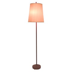 Brown Stitched Leather Floor Lamp Attrb. Jaques Adnet, France