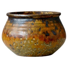 Cuenco de gres marrón del ceramista sueco Claes Thell, 1967