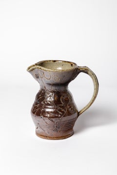 Pichet en céramique marron en grès de Benoit Favre La Borne, vers 1970