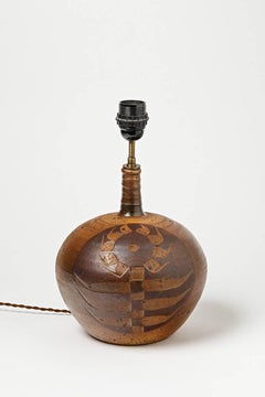 Brown Stoneware Ceramic Table Lamp by French Artist Pierre Digan La Borne